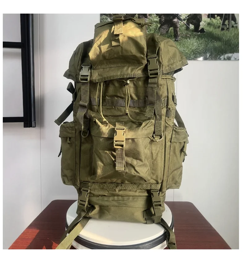 Фото Рюкзак для кемпинга большой вместимости 56L 60L 65L, оливково-зеленый, на заказ, для охоты, походов и путешествий на природе №5