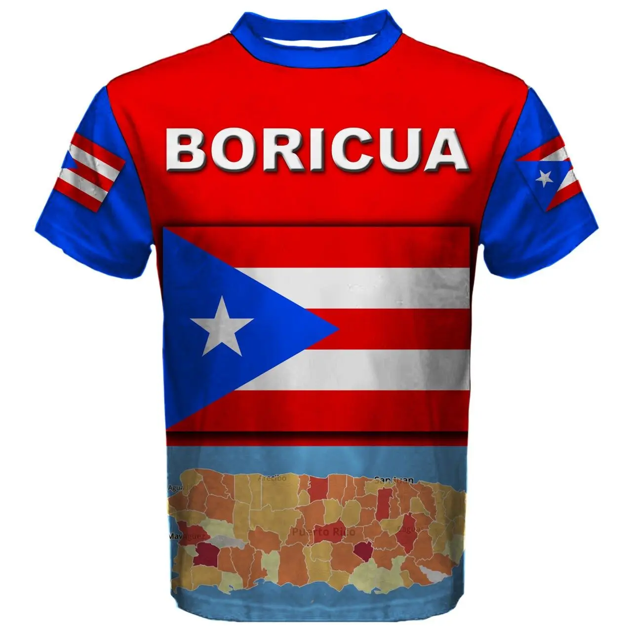 

Puerto Rico Flag & Coat of Arms Graphic Tee Summer Casual Pullover Men's Fashion Loose T-shirts Boy Oversized Short Sleeves Tops