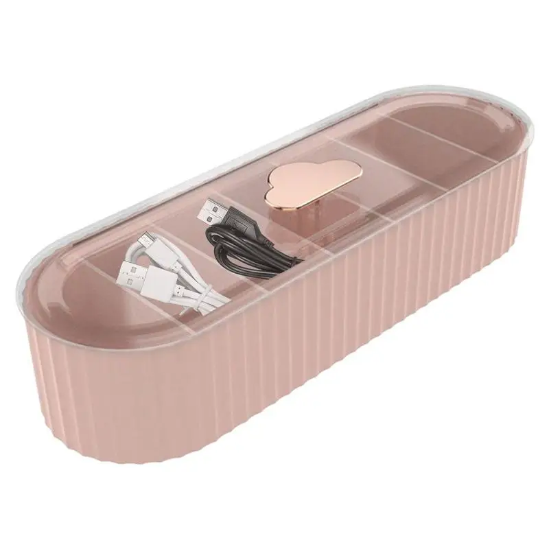 

Cable Management Box Power Cord Organizer With 7 Compartments And Dustproof Lid High Capacity Desk Cable Storage Box For Data