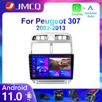 jmcq 2din 4g android 11 car radio multimedia video player for peugeot 307 sw 2002 2003 2013 navigation gps head unit carplay