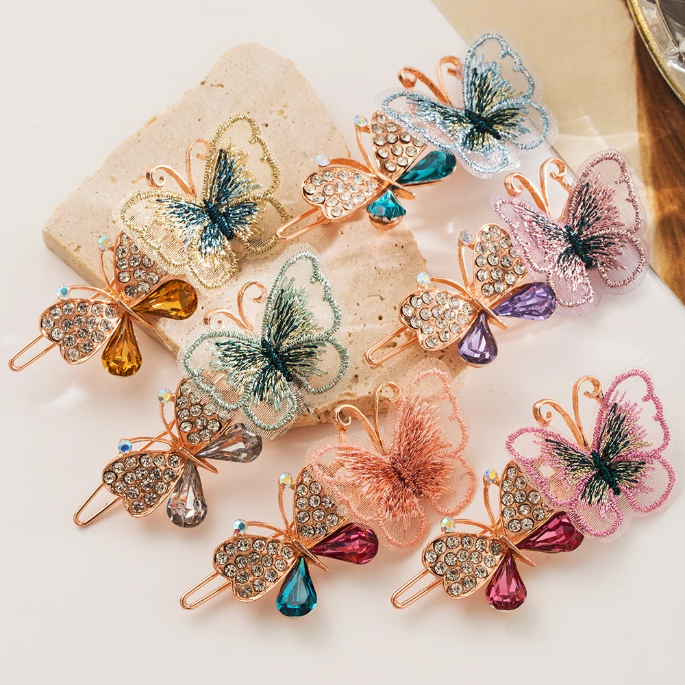 Заколка Для Волос-бабочка Со Стеклянным Искусственным Красочным Украшением