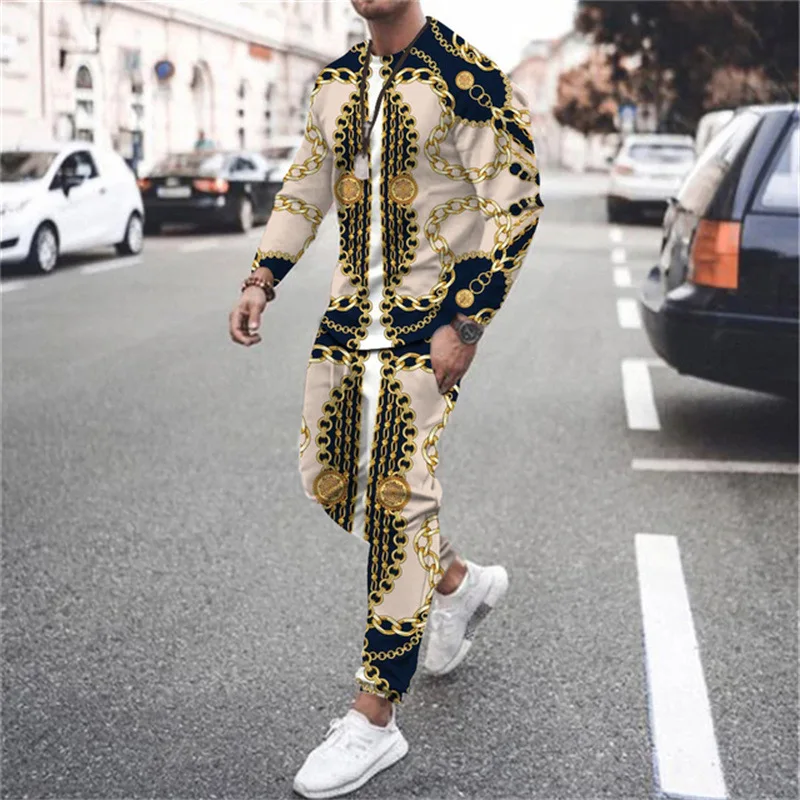 2023 Autumn Tracksuit Long Sleeve T Shirt+Sweatpants Suit Men Streetwear Vintage Sweatshirt Oversized Men Clothing 2 Piece Sets