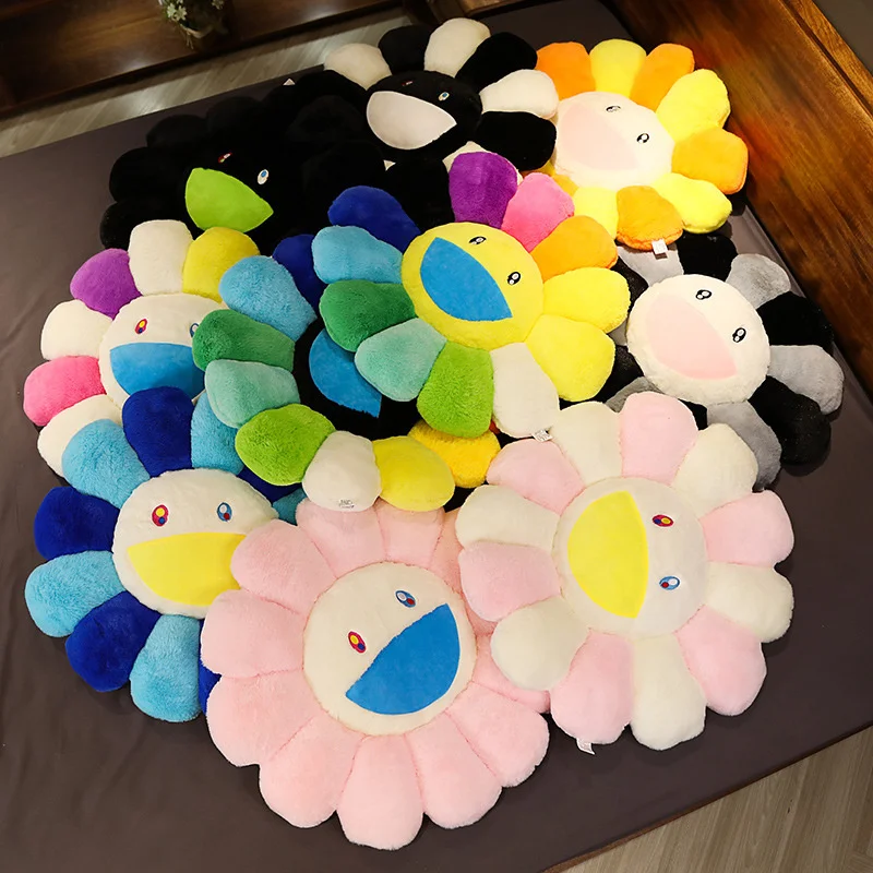 

Flower Plush Throw Pillow Soft Plant Cartoon Chair Cushion Sunflower Smile Plush Toys Stuffed Cushion Mat Baby Bedding Items