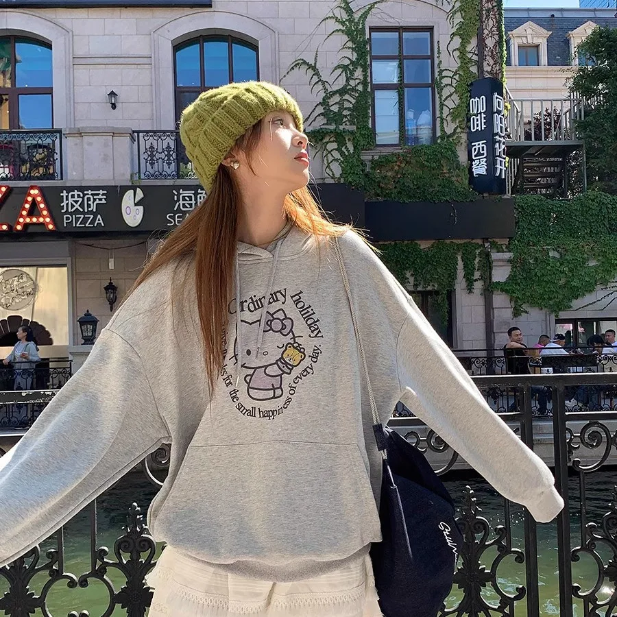 

Cartoon Sanrio Hooded Sweatshirt Hello Kittys Accessories Cute Beauty Kawaii Anime Loose Jacket Fall and Winter Toys for Girls