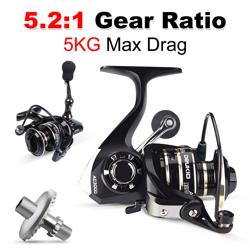 

AC2000-7000 Fishing Reel Spinning Metal Spool Stainless Steel Ball Bearing Metal Rocker 5.2: 1 Saltwater reel for fishing