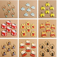 10pcslot cartoon animal charms for jewelry making enamel bear cat tiger fox charms pendants for diy necklaces earrings gifts