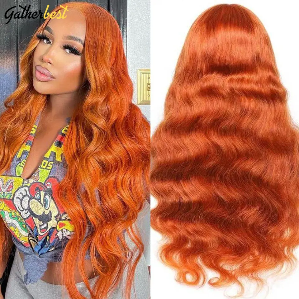 

Ginger Lace Front Wig Body Wave Lace Wig 13x4 Transparent Lace Frontal Wig Human Hair Brazilian 350 Colored Human Hair Wigs
