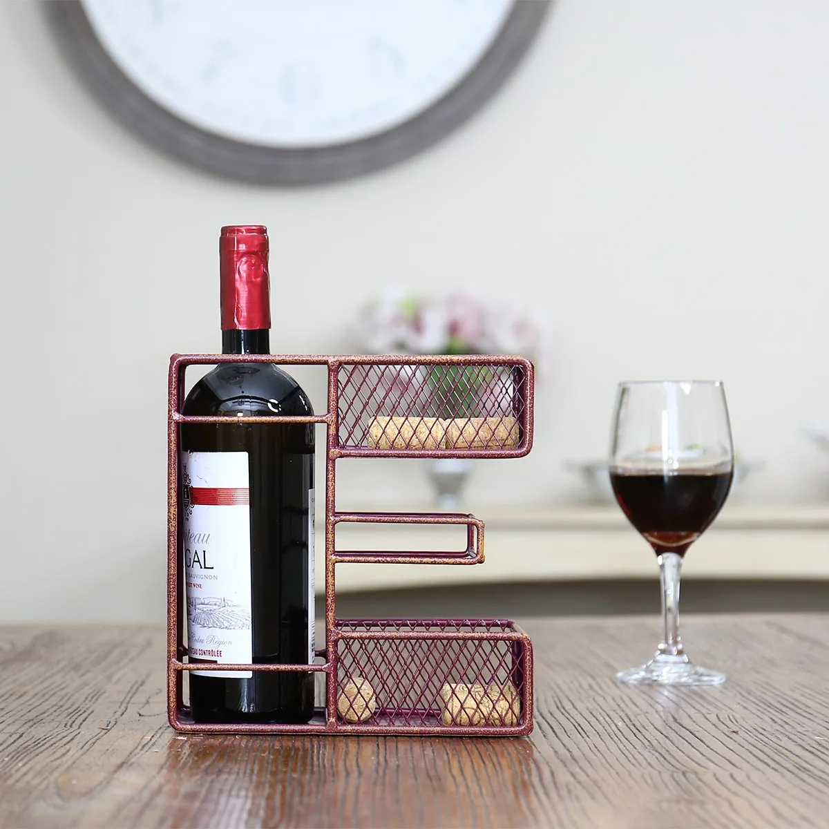 Винная Полка Tooarts Letter-h Железная И Деревянная Декоративная Подставка Для