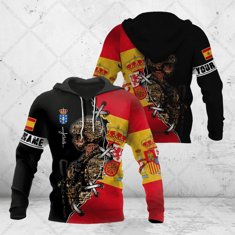 Толстовка мужская с капюшоном и эмблемой Испании Y2k
