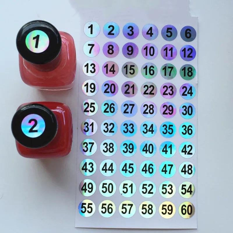 

New Number Sticker Label for Nail Polish Color Gel Varnish 1-60/ 61-120/ 121-180 Marking Manicure Tools Full Cover Nail Tips