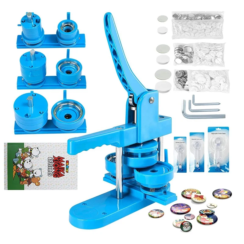 SEWS-Button Maker Machine 25/44/58Mm Badge Pin Press Machine For Kids With 500 Sets Button Making Supplies, Magic Book,Cutter