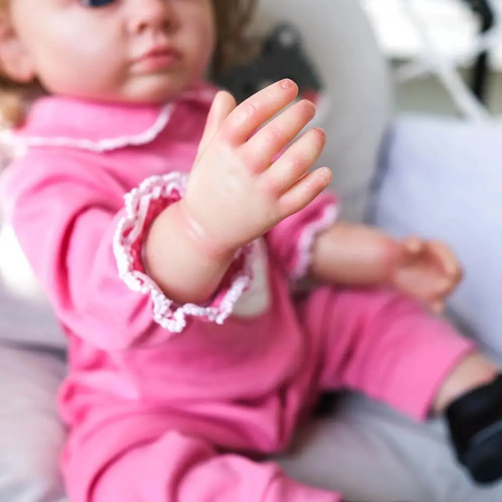 

55 см, милая девочка с укорененными волосами для малышей, блонд, силикон, Рождество, день рождения, мягкий подарок Handma K0g1