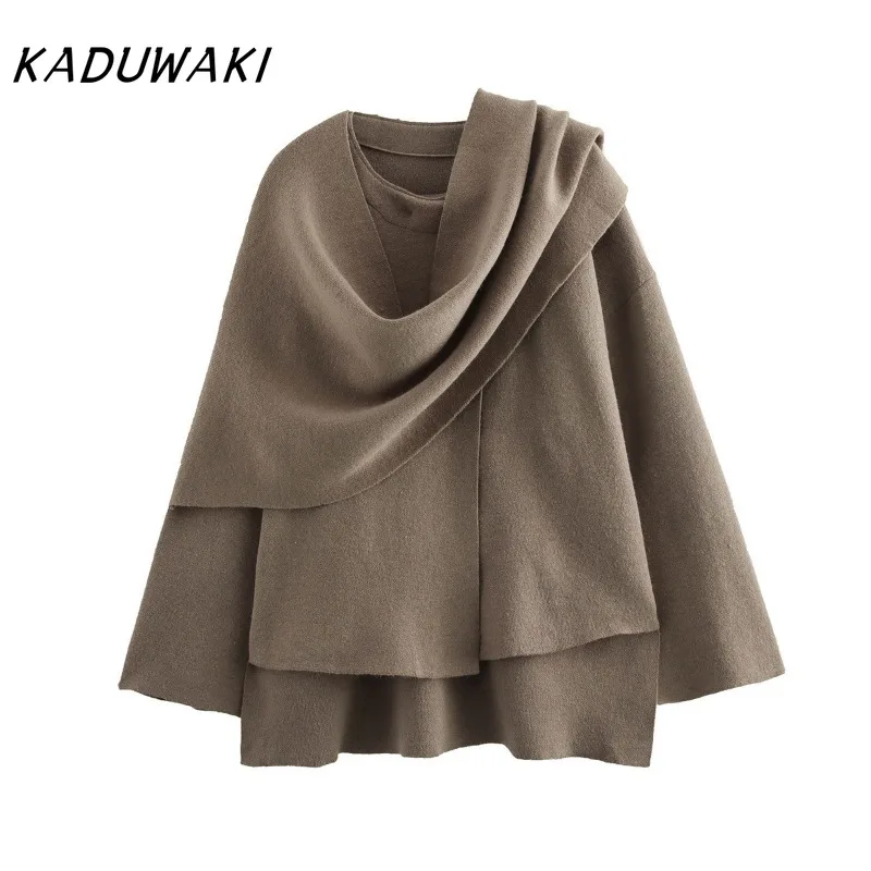 KADUWAKI Ретро однотонные пальто с круглым вырезом и длинными рукавами модные