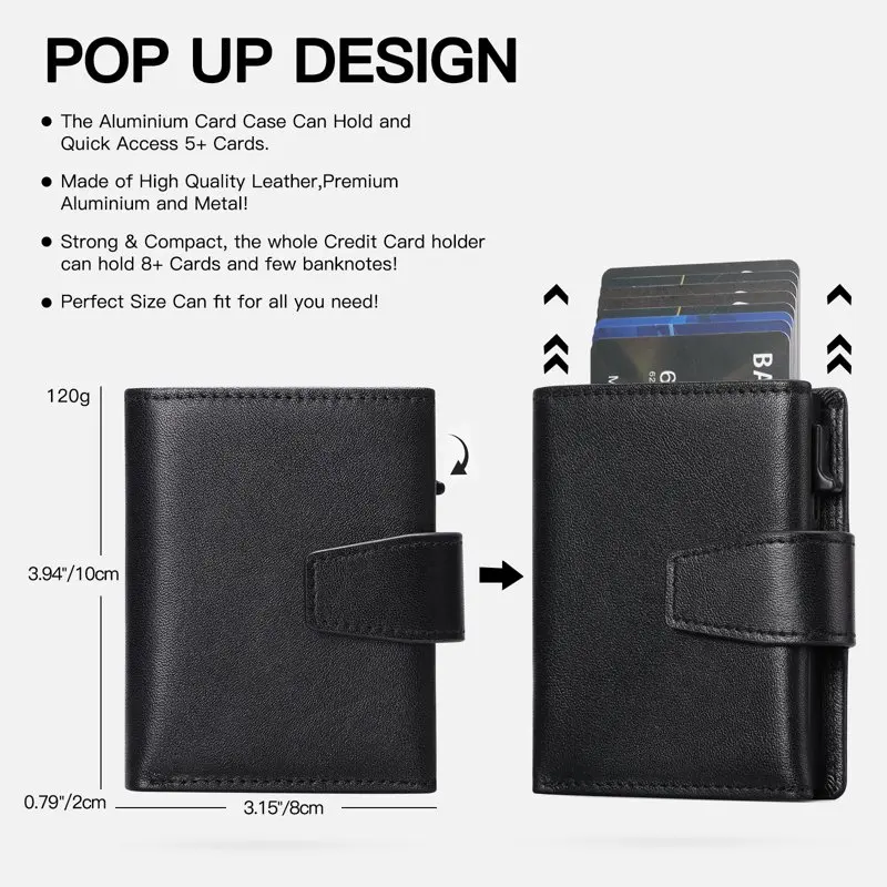 Pop up Wallet for Men Card Holder RFID Blocking  Wallets Minimalist Card Case with Coin Pocket
