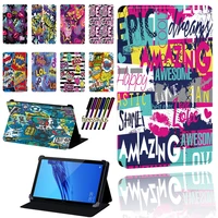 graffiti series case for huawei mediapad t3 10 9 6t5 10t1 7 0t1 8 0t1 10t2 10 prot3 7 0t3 8 0 adjustable tablet cover