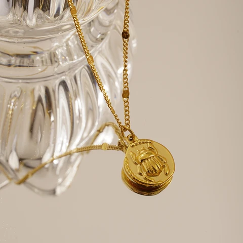 Шарф из нержавеющей стали в стиле древнего Египта, модное ожерелье серебряного цвета с позолоченным кулоном, ювелирный подарок для Него с цепочкой