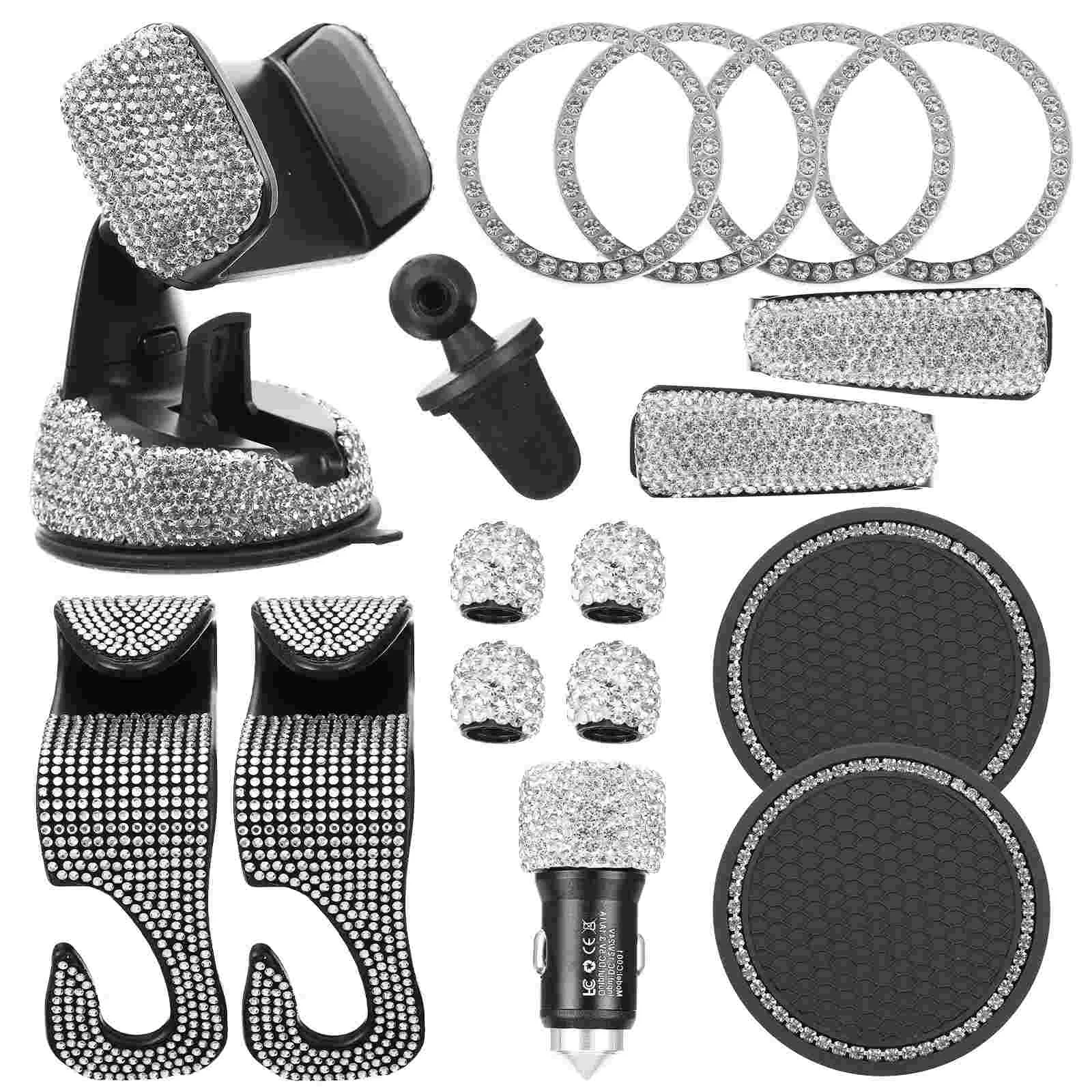 

1 Set Car Decorative Accessories Shiny Rhinestone Glasses Holder Car Hook