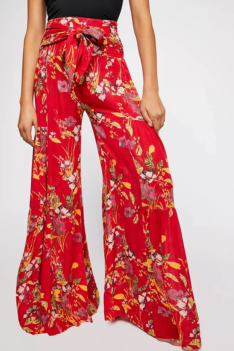 

Casual Beach Wide Leg Pants Floral Summer 2022 Printed Women Fashion Spring Streetwear Trousers High Waist Ethnic Dance Pants