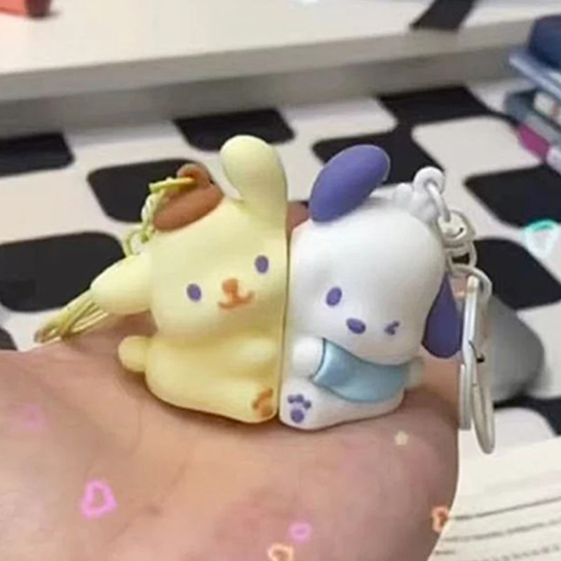 Фото Sanrio пара брелок аниме фигурки Pochacco Purin собака пара брелоки магнитная подвеска дружбы сумка очаровательные аксессуары подарок №3