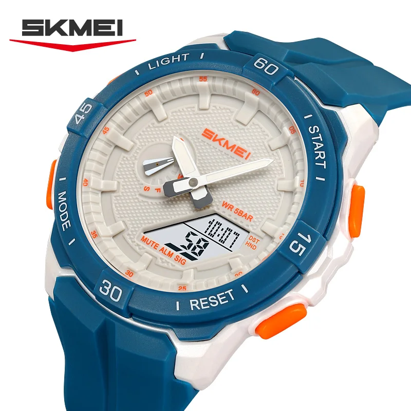 Фото SKMEI 2583 Новые мужские цифровые часы с большим циферблатом, таймером обратного отсчета, светодиодной подсветкой, электронные часы с 5 будильниками, спортивные часы Reloj №1