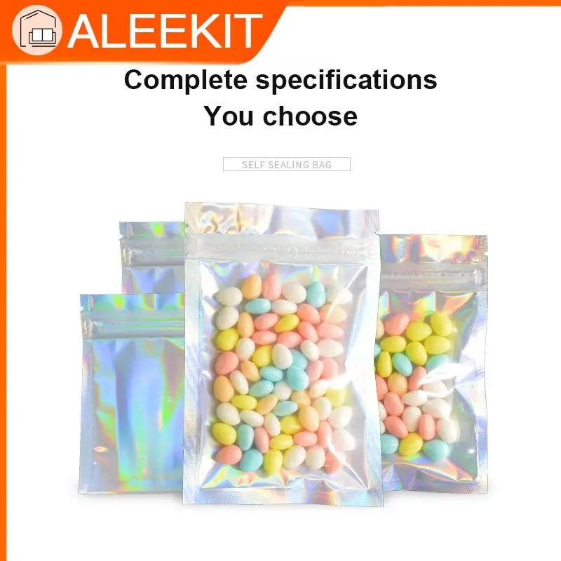 

100pcs Food Grade Sealer Bags Self Sealing Strip Laser Plain Zip Lock Plastic Bags Reclosable Thicken Bag Vacuum Storage Bags