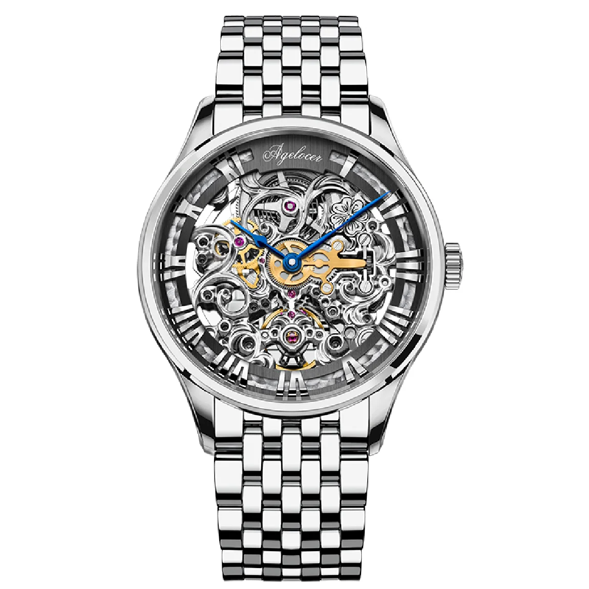 

AGELOCER Men Mechanical Wristwatches Sapphire Stainless Steel Mens Mechanical Watch Automatic Top Brand Luxury Skeleton Watches