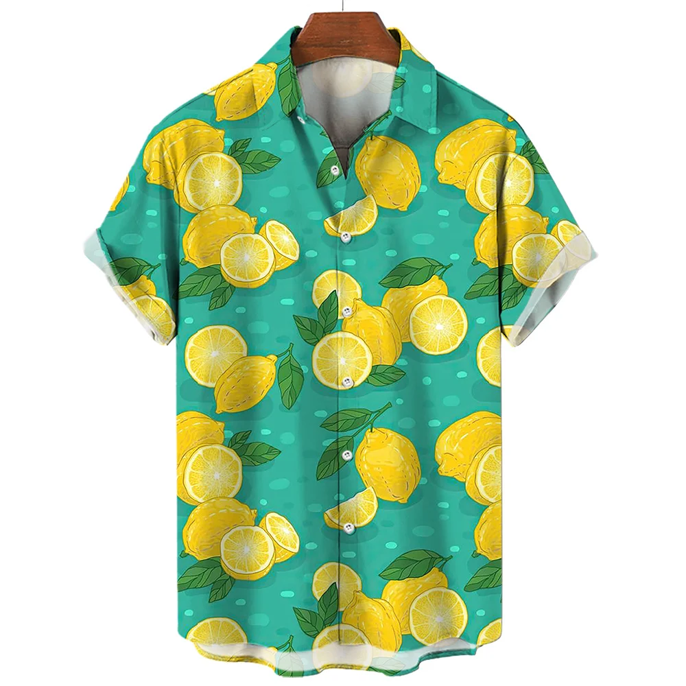 

Funny Fruit Printed Summer Fashion Hawaiian Beach Shirts For Men Y2k personalities Short Sleeves Shirt Top Lapel Women Clothes