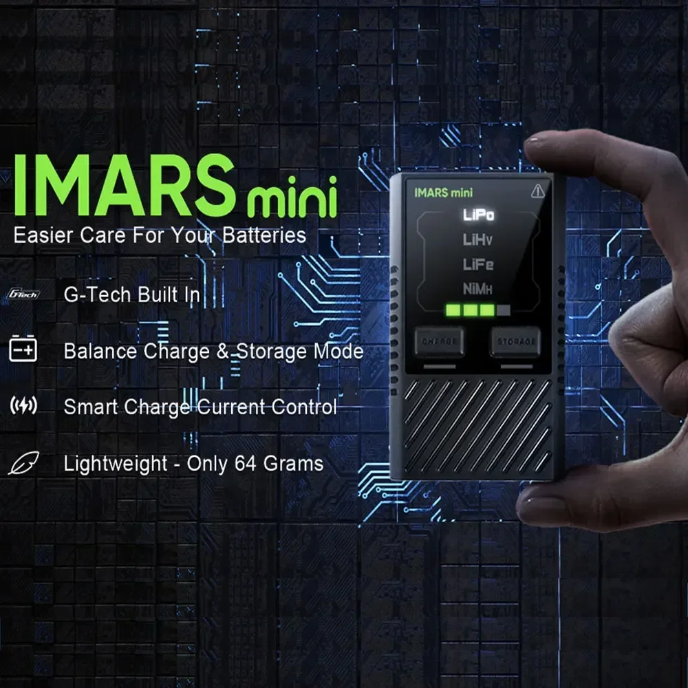 Gens Ace IMARS mini Balance Charger 2-4S Lipo Battery Smart Charging G-TECH для LiHv LiFe NiMH QC PD USB-C RC FPV Drone