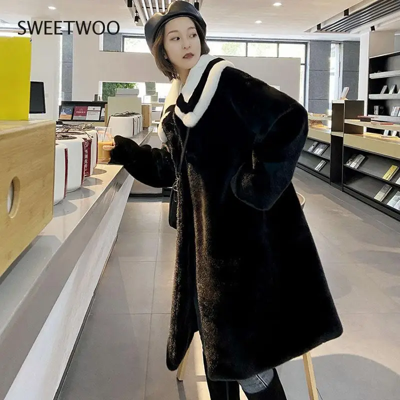 Faux Fur Fashion Female Mink Temperament Fleece Fur Coat 2021 New Winter Casual Thick Warm Women Fur Coat High Quality Slim