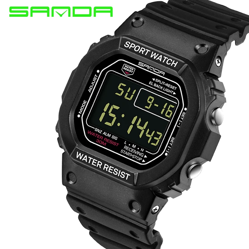 SANDA Men Quartz Electronic Watch HD LED Display Automatic Calendar Luminous Watches 30 Waterproof Fashion Men Wristwatches 329 enlarge