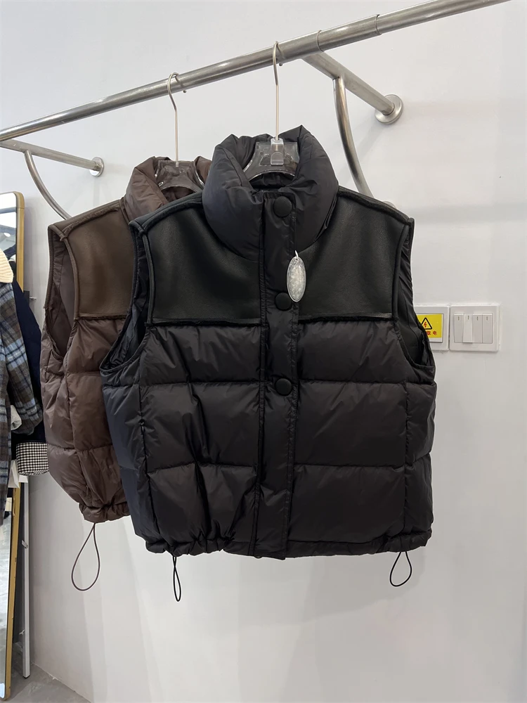 Короткий пуховой жилет Sle в Корейском стиле на белом утином пуху Осень-зима 2024