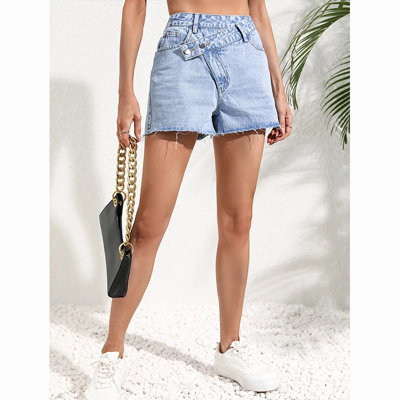 American Style Vintage Fashion Shorts Unique Design Jeans Blue Casual Female Streetwear Denim Shorts Women Summer Y2k Casual