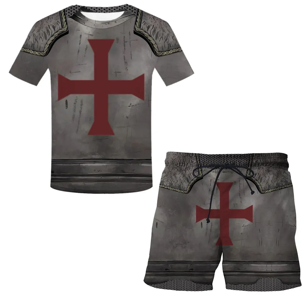 New Summer Men symbol - Tattoo Suit Sporting Suits 3d Viking Short Sleeve T Shirt + Shorts Quick Drying 2 Piece Casual Suit