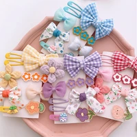 8 pcsset baby girl cute flower hairpins kawaii side bangs clips ponytail holder korean chilren hairclips kid hair accessories