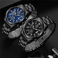 new famous mens luxury watches men date calendar luminous quartz watch men stainless steel military watches relogio masculino