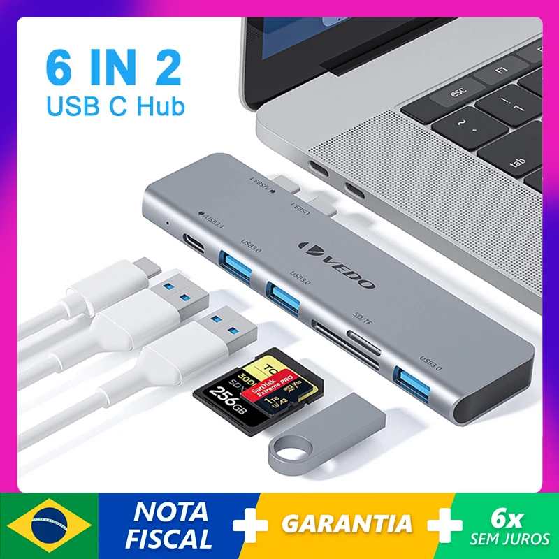 

3.0 6 in 1 USB Hub for Nintendo Switch Type C to 4K HDMI 100W PD Thunderbolt 3 Adapter Docking Station for Macbook