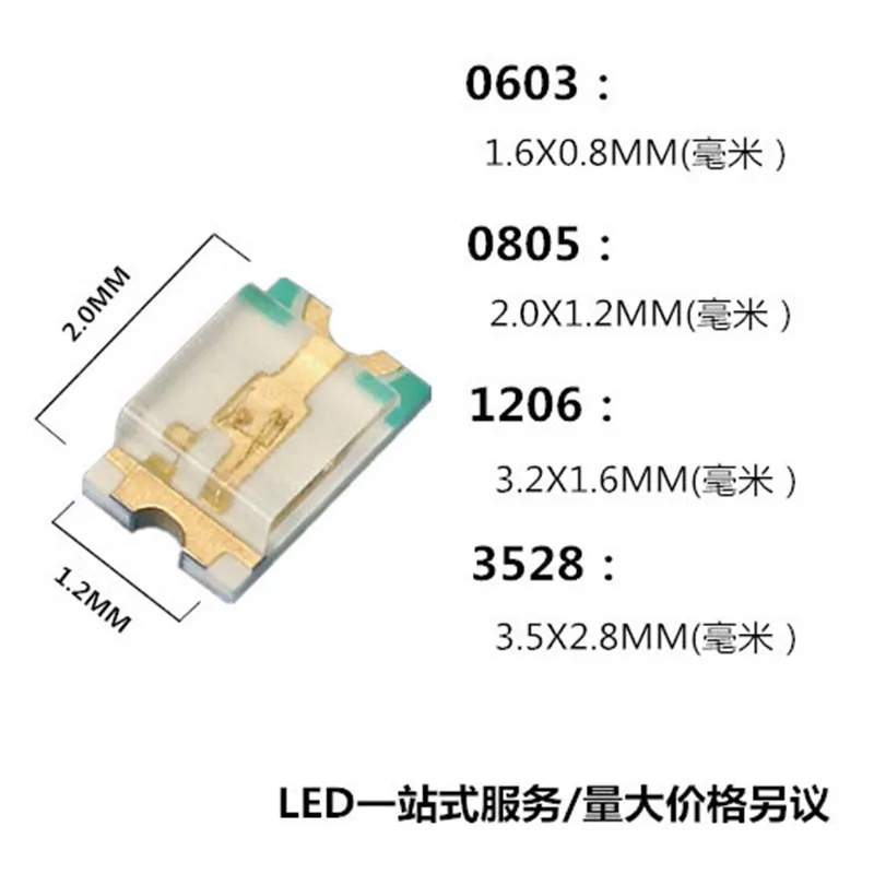 100 шт. 0402 0603 0805 1206 1210 3528 5050 smd светодиодный красный желтый зеленый белый синий