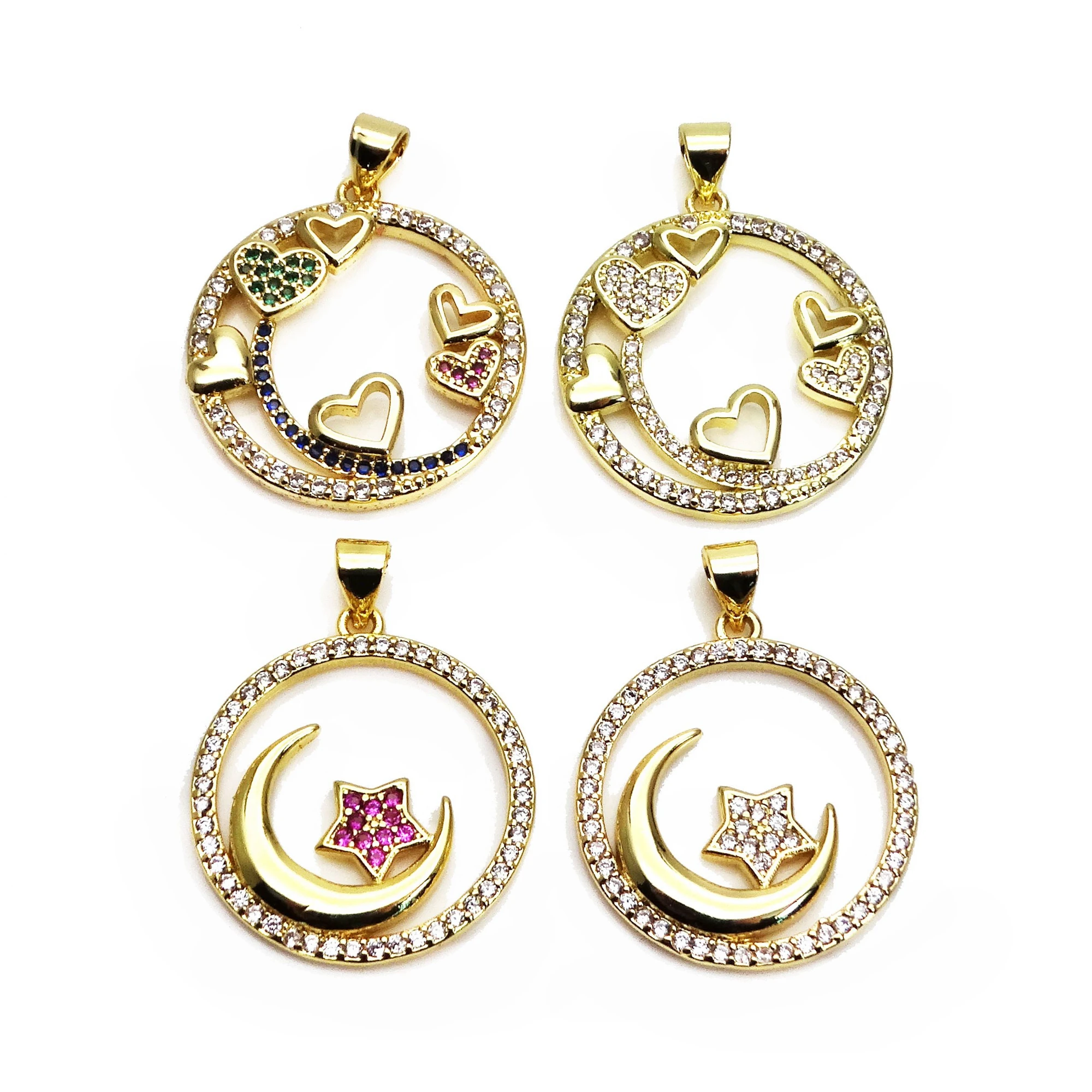 

Starry sky pendant moon stars charms Micro inlay zircon Gold plated love pendant DIY necklace make fittings accessorie