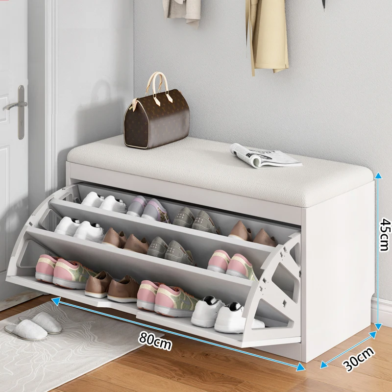 

Small shoe rack for entering the door Simple door Flip bucket for changing shoe stool Home use can sit in creative shoe
