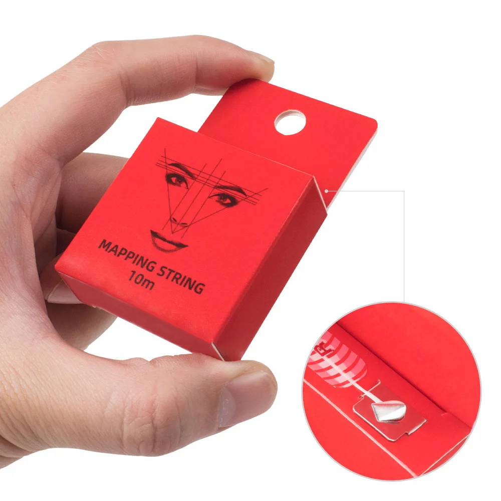 

10M Red/Pink Microblading Mapping Pre-Ink String for Makeup Eyebrow Dyeing Linen Thread Semi Permanent Positioning Measure Tool