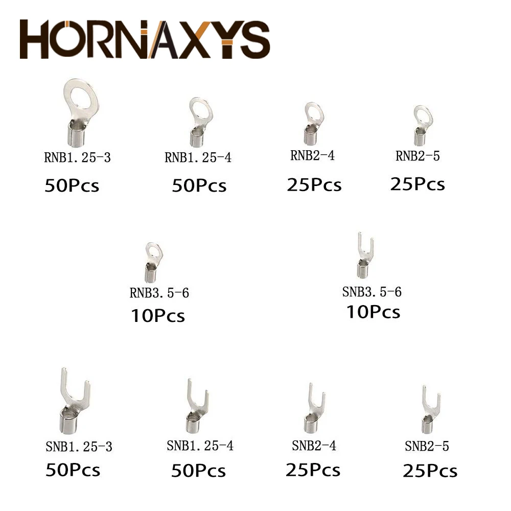 320 шт./корт. 10 в 1 клеммы неизолированные кольцевые вилки U-образные латунные набор