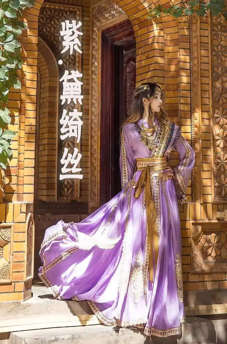Фото {Специальное предложение} Huangyue National Style Hanfu Daiqi Silk Western Regions Real Vegetables Xianqi Heavy Industry Embroidery Loulan №3