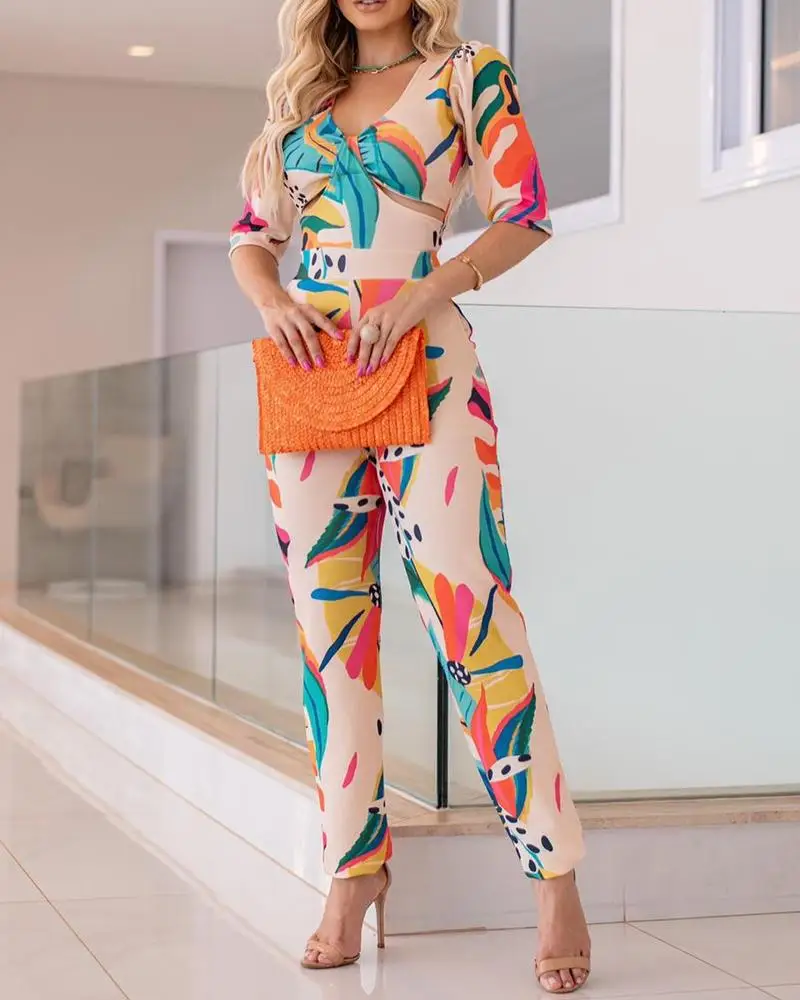 

2023 Women's New Pants 2-piece Temperament Print Casual Set for Women