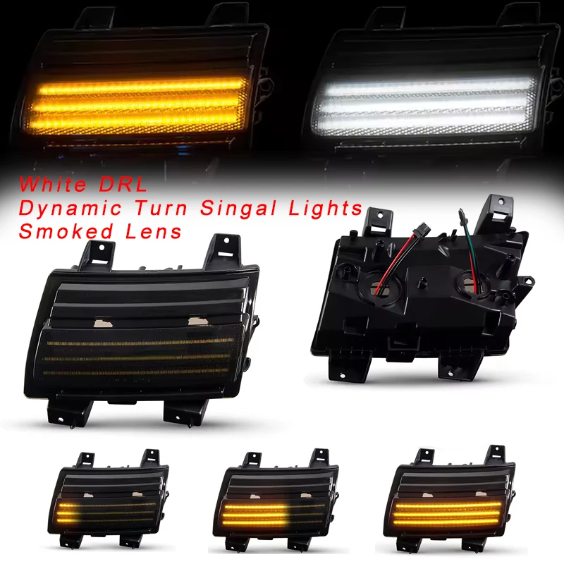 

2xДля Jeep Wrangler JL 2018-2021 светодиодный передний бампер динамический боковой габаритный указатель поворота DRL дневные ходовые огни автомобильные аксессуары