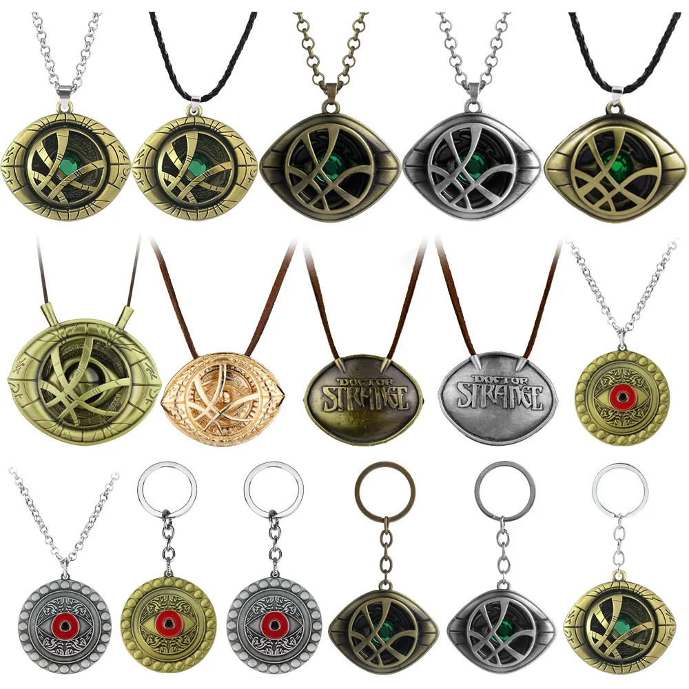 

Eye Of Agamotto Pendant Necklace Movie Dr.Stranger Cosplay Rotatable Choker Necklace For Women Men Christmas Jewelry Gift