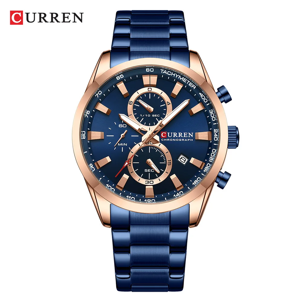 Фото Curren/Carien 8445 Мужские часы - Кварцевые часы с календарем - Шестистрелочные часы с металлическим ремешком - Деловые мужские часы №2