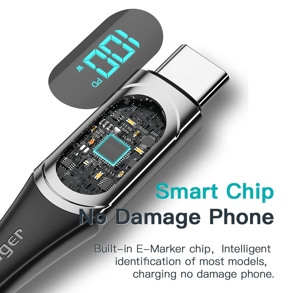 Кабель зарядный Essager PD с USB Type-C на 100 Вт |