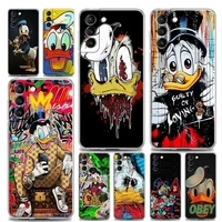 clear phone case for samsung s9 s10 s10e s20 s21 s22 plus lite ultra fe 4g 5g soft silicone case cover cute donald duck cartoon