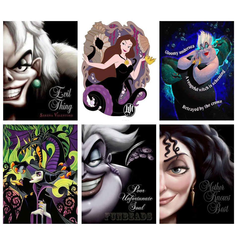 

5D алмазная живопись «сделай сам», диснеевские злодеи, ведьма, малефисент, вышивка, абстрактное искусство, мозаика, Полная работа, домашний д...