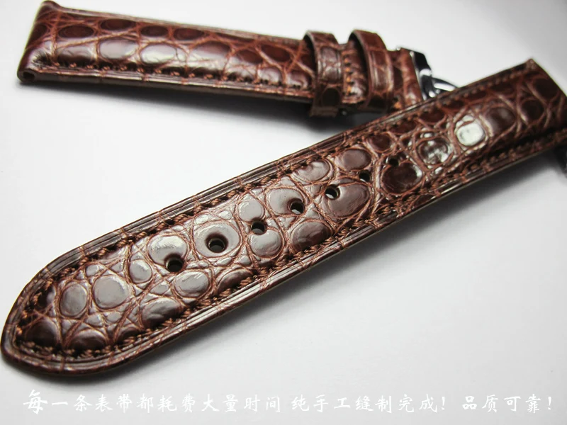 High-end Crocodile Alligator Leather Watch Band Strap for Luxury Watches 19 20mm 21mm 22mm Handmade Butterfly buckle Wristband